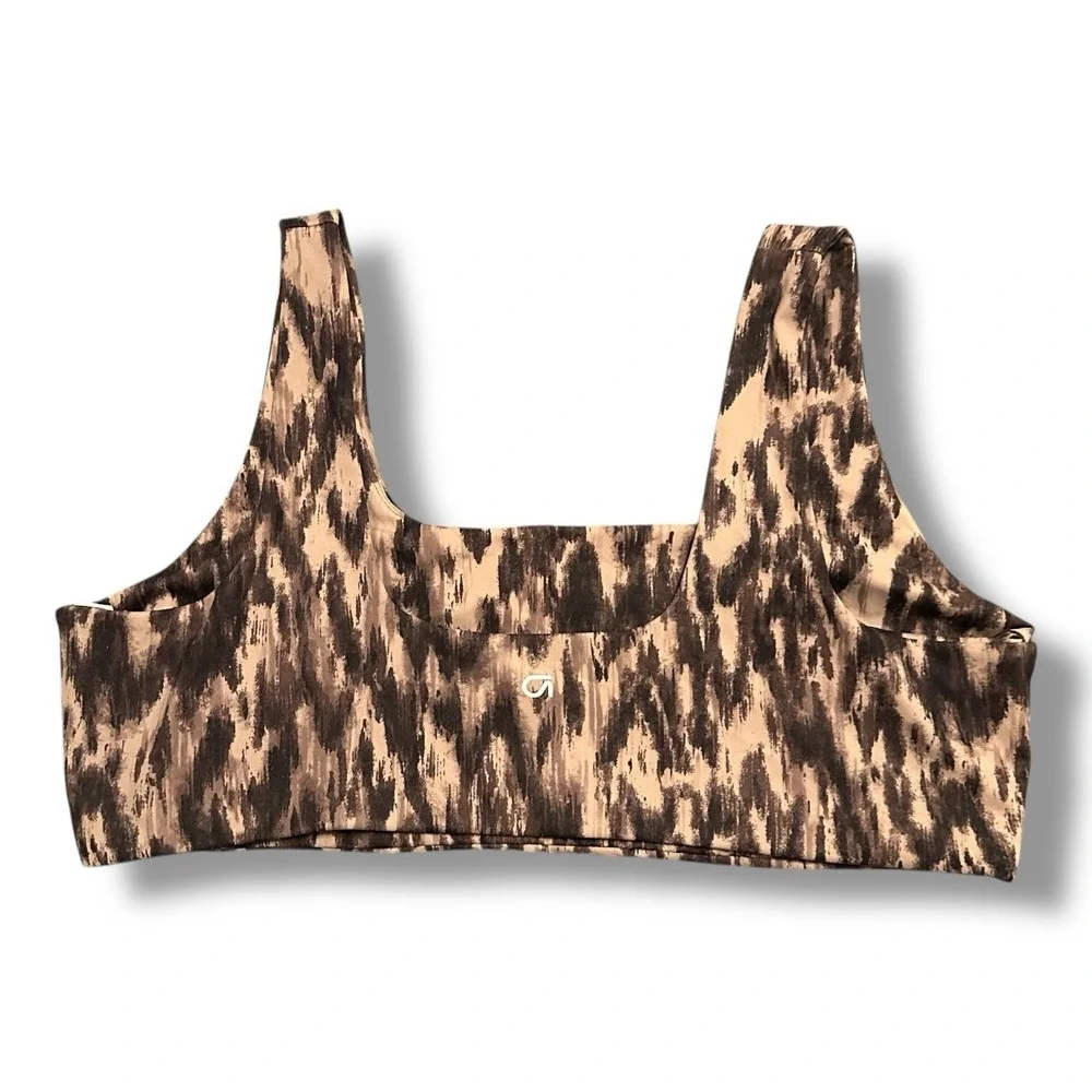 GapFit‎ Neutral Ikat Studio Sports Bra Athleisure PowerYou XL Animal Print